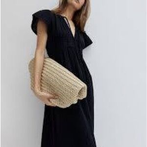 H&M Black V-neck Maxi Dress with Flutter Sleeves